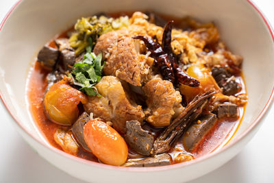 High angle view of meal served in plate