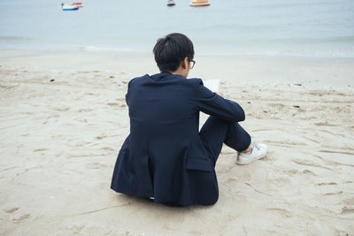 Rear view of a man on beach