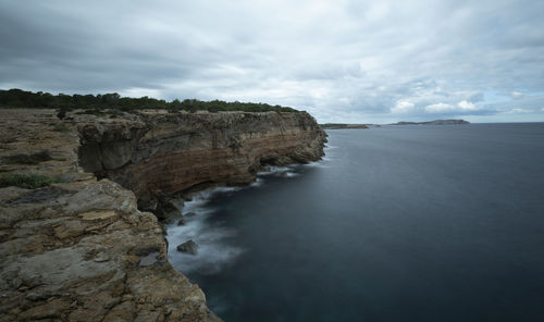 Landscape of ibiza coast on a cloudy day.