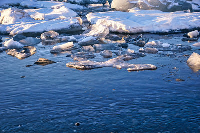 Aerial view of frozen lake