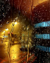 Full frame shot of raindrops on glass window