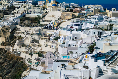 High angle view of buildings in town