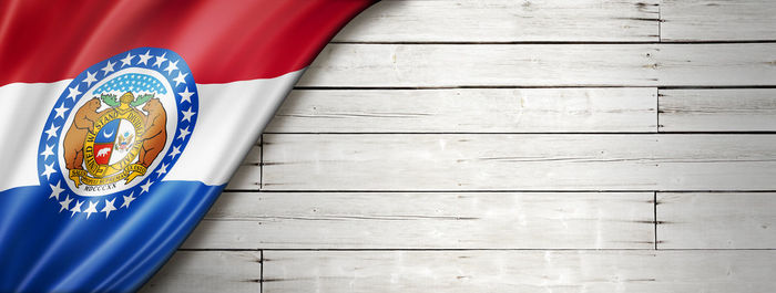 High angle view of flag on table