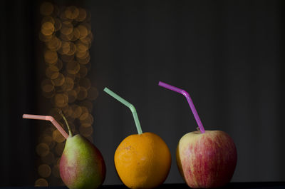 Close-up of apples on black background