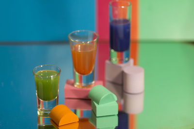 Close-up of drink served on table