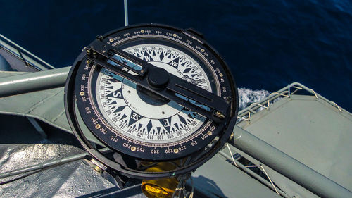 Close-up of clock on boat