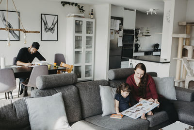 Family in living room