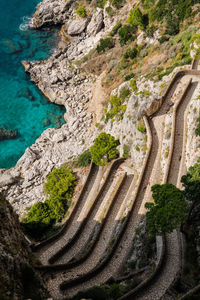 High angle view of via krupp in capri