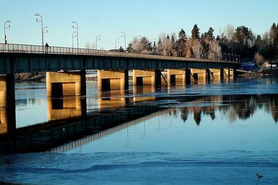 Bridge over river against clear sky