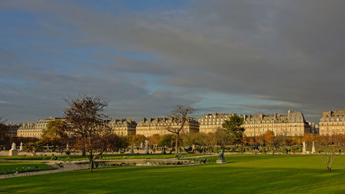 Park with buildings in background