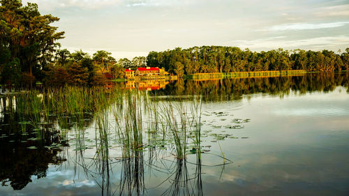 Scenic view of lake against sky