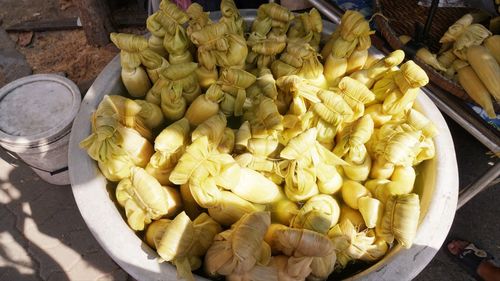 High angle view of fruits for sale in market