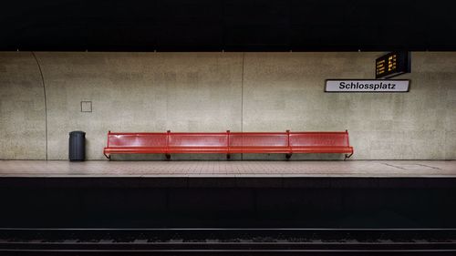 Empty railroad station platform