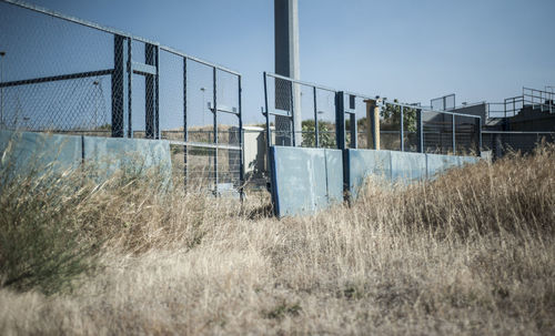 Soccer field against sky