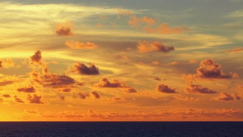 Scenic view of sea against sky at sunset
