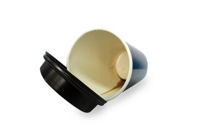 High angle view of ice cream over white background