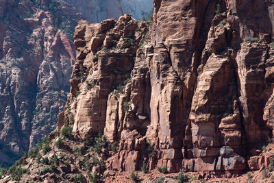 Low angle view of rocks on mountain