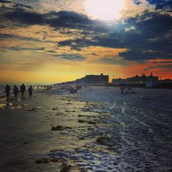 Scenic view of sea at sunset