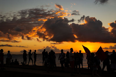 Dramatic sunset with dark yellow clouds in the city of salvador, bahia, brazil.