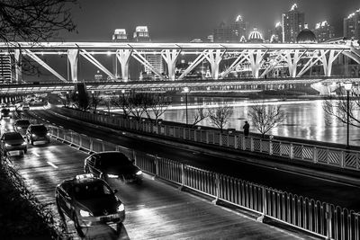 View of bridge at night