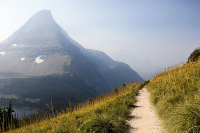 Scenic view of mountains against clear sky