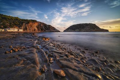 Scenic view of sea against sky during sunset