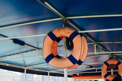 Close-up of clothes hanging on rope