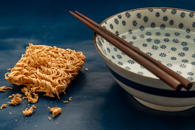 High angle view of food on table