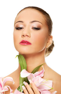 Close-up portrait of a beautiful young woman