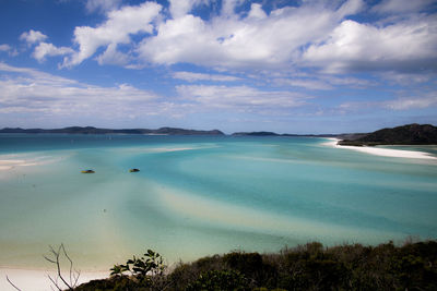 Photo from hill inlet on whitsunday island, white haven beach with a wonderful turquoise sea passage