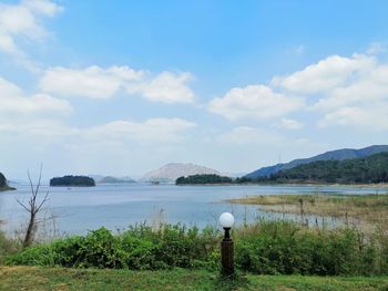 Scenic view of lake against sky