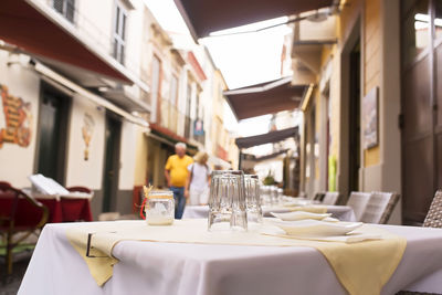 Table and chairs in restaurant