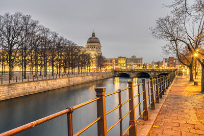 View to the rebuilt city palace in central berlin at twilight