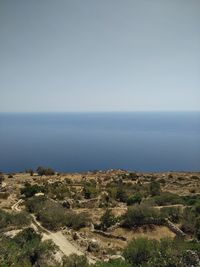 Scenic view of sea against clear sky