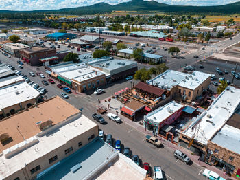 Aeria lview of the cowboy route 66 town of williams