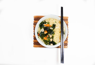 High angle view of food on white background