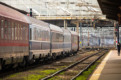 Train on railroad station