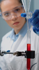 Close-up of scientist working