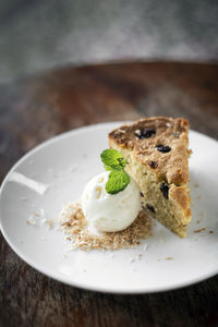 Close-up of dessert served in plate