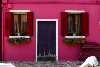 Potted plants outside house