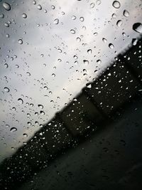 Close-up of raindrops on glass window