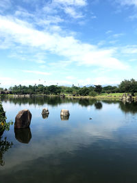 Scenic view of lake against sky