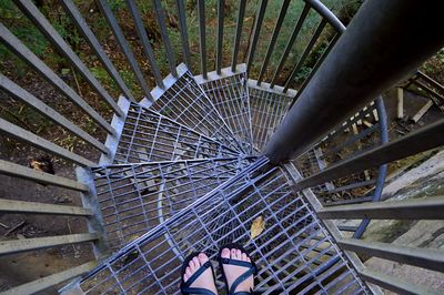 High angle view of spiral staircase