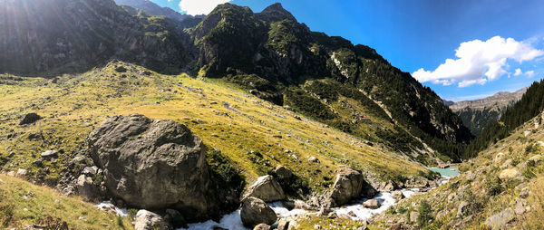 Panoramic view of mountains against sky