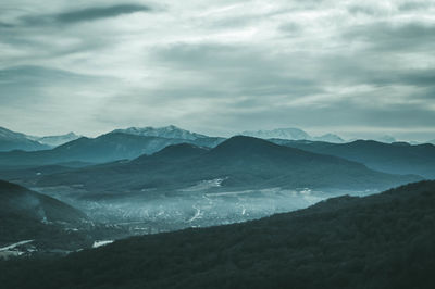 Scenic view of mountains against sky