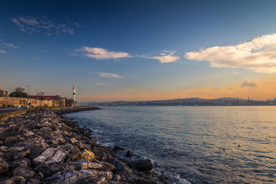 Scenic view of sea against sky during sunset