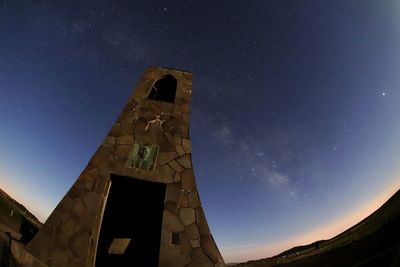 Low angle view of building against sky at night