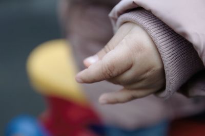 Close-up of hand holding leaf