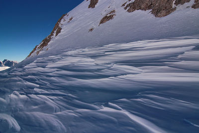 Monte rosetta and pale di san martino. dolomites unesco italy. scenic view of snow covered mountain.