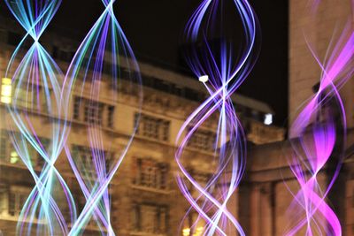 Close-up of light trails at night